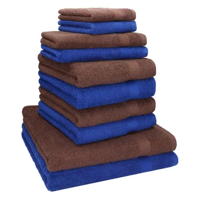 Produktbild von Betz 10-tlg. Handtuch-Set PREMIUM CLASSIC 2 Duschtücher 4 Handtücher 2 Gästetücher 2 Seiftücher  Farbe: royalblau & nussbraun