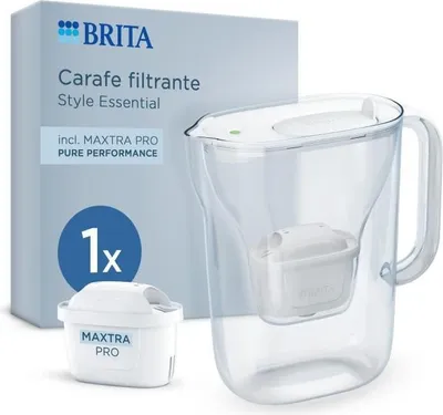 Obrázek produktu pro BRITA Style Essential karafa s filtrem na vodu, objem 2,4 l, 1,4 l filtrované vody, 1 filtr Maxtra Pro Pure Performance, bílá
