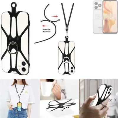 Produktbild von K-S-Trade 3in1 Handykette Handyband Handykordel Halsband Smartphone-Ring Handy-Ring kompatibel mit Ulefone Note 18 Ultra Fingerhalterung Handyring