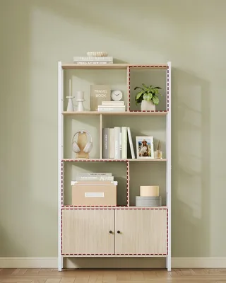 Produktbild von VASAGLE Standregal mit 4 Ebenen, Aufbewahrungsregal, Bücherregal, 30 x 74 x 154,5 cm, geräumig, beige-weiß