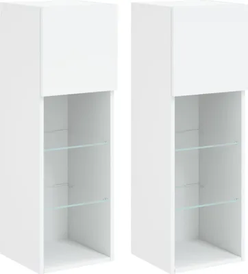 Produktbild von TV-Schränke mit LED-Leuchten 2 Stk. Weiß 30,5x30x90 cm