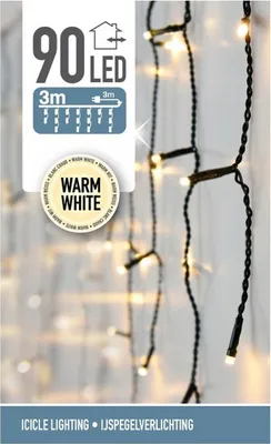 Zdjęcie produktu dla Mini kurtyna świetlna LED 90 ciepłych białych diod LED kabel zielony 3x0,5m
