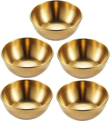Produktbild von Mini-Dipschälchen aus Edelstahl – Servierschalen aus goldenem Metall – Sojasauce-Snacks – Gewürze – Saucieren – Obstschale – Sauciere – Stilvoll