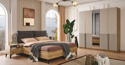 Produktbild von Schlafzimmer Set Design Modern Luxus Bett 2x Nachttische schrank 4tlg Neu