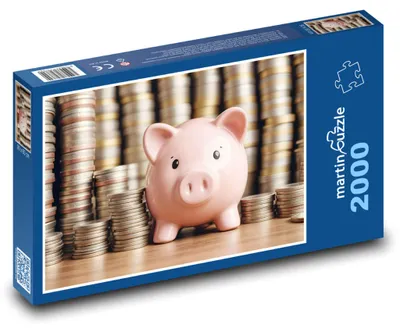 Obrázek produktu pro martinpuzzle - Puzzle 2000 - Růžové prasátko s mincemi
