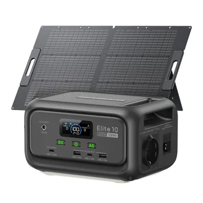 Zdjęcie produktu dla BLUETTI Elite 10 Mini – przenośna stacja zasilająca z panelem słonecznym o mocy 100 W, akumulatorem LiFePO4 o pojemności 128 Wh, funkcją szybkiego ładowania – generator słoneczny do biwakowania, podróży i aktywności na świeżym powietrzu