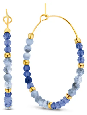 Produktbild von CO88 Collection Ohrringe für Damen – Creolen mit Perlen – Naturstein – Ø 2 mm Sodalith – Ø 25 mm – Blau – Goldfarben – 8CE-70561