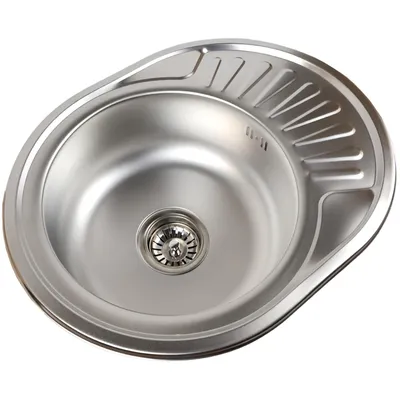 Obrázek produktu pro ANW HOME Nerezový kuchyňský dřez s odkapávačem 57x45 cm vč. sifonu, kompaktní kulatý jednodřez, 1-miska, oboustranně montovatelný