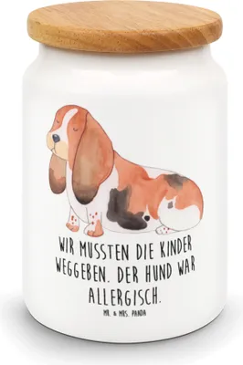 Produktbild von Mr. & Mrs. Panda Frischhaltedose Hund Basset Hound - Weiß - Geschenk, Kaffeedose, Süß, Dose, Teedose, Sprüche, behälter, Keksdose