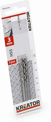 Zdjęcie produktu dla Wiertło HSS do metalu 3 szt. 3 x 61 mm KRT010105
