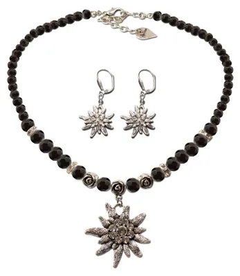 Produktbild von Alpenflüstern Trachtenschmuck-Set Perlen-Trachtenkette und Ohrhänger Strass-Edel