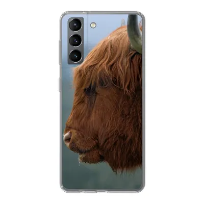 Produktbild von MuchoWow® Handyhülle Schutzhülle Hülle für Samsung Galaxy S21 Schottische Highlander - Tiere - Nebel Silikon Softcase Handy Hülle - Softcase