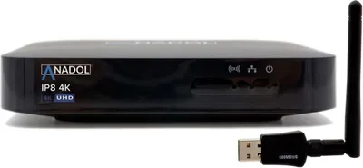 Produktbild von Anadol IP8 4K UHD IP-Receiver mit 600 MBit/s WLAN Adapter (Linux E2 + Define OS, schwarz)