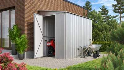 Produktbild von Globel Gerätehaus Wand-Zierde LeanTo Gerätehaus aus Metall in Silber, Geräteschrank Gartenhaus