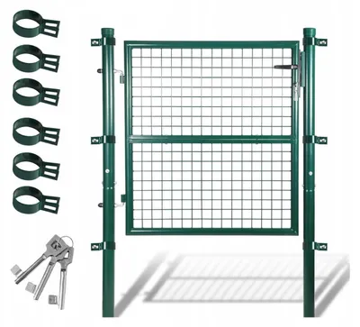 Zdjęcie produktu dla Brama Ogrodowa 100 X 100 Cm Zielona Z Ocynkowanej Stali Z Klamką Zamykana