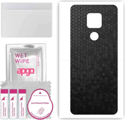 Produktbild von apgo Rückseite Schutzfolie, Skin, kompatibel mit Motorola Moto G Play, Hinten Displayschutzfolie aus Vinylfolie, kratzfest, einfache Montage - Schwarze Honigwabe