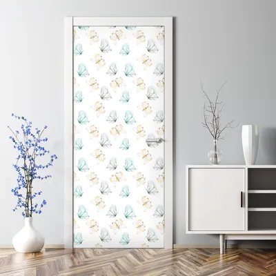 Produktbild von Dekorative Türaufkleber selbstklebend Klebefolie Dekorfolie Türtapete Dreiecke und Kreise 70 x 200 cm