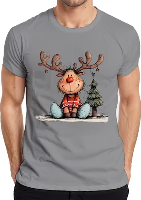 Produktbild von Rudolph Rentier Rotnase Weihnachtsbaum süßes Weihnachten Geschenk Herren T-Shirt, Grau, XL