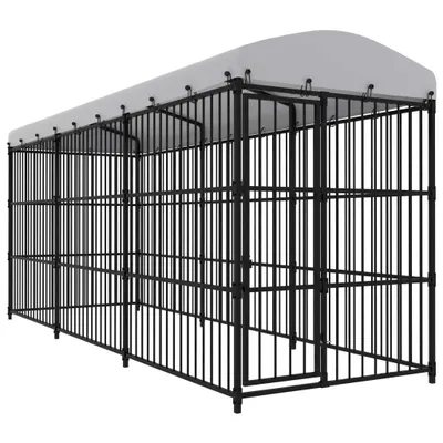 Image de Chenil d'extérieur avec toit pour chiens 450x150x210 cm