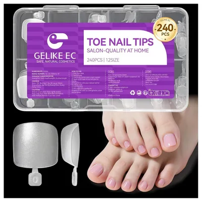 Produktbild von Künstliche Fußnägel Tips Quadrat Matt Gel 240 Stück 12 Größen
