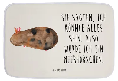 Produktbild von Mr. & Mrs. Panda Badematte Einhorn Meerschweinchen - Weiß - Geschenk, Unicorn, Meerschwein, duschmatte, Badvorleger, Duschvorleger, Badteppich, Badezimmerteppich