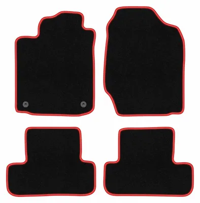 Productafbeelding van Velours automatten voor Toyota Corolla Verso I 2001-2004 (MPV) – 4-delig, zwart/rood, op maat – Wielganizator CARLUX