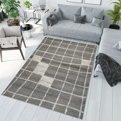 Obrázek produktu pro Koberec obývací pokoj ložnice krátký vlas moderní strakatý design šedý krémový ÖKOTEX 120 x 170 cm