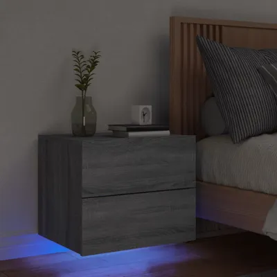 Produktbild von Wand-Nachttisch mit LED-Leuchten Grau Sonoma 836822