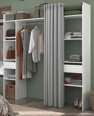 Produktbild von Parisot Kleiderschrank "Combi" in weiß und grau Mehrzweckschrank mit Vorhang 198 x 203 cm