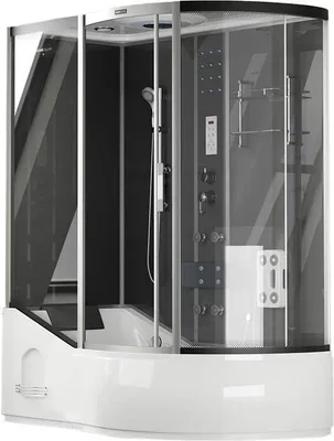 Produktbild von HOME DELUXE - Duschtempel ALL IN 2in1 - Schwarz, 170 x 90 x 220 cm Rechts - Regendusche und Fußmassage I Duschtempel Whirlpool Fertigdusche