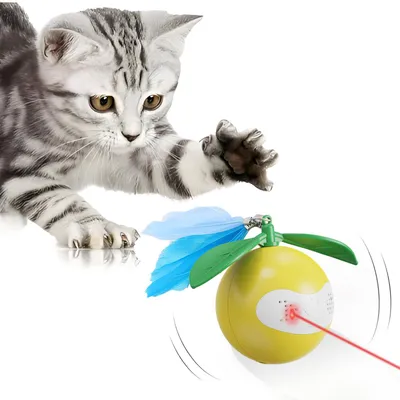 Interaktives Katzenball-Spielzeug mit Laserpointer, gelb