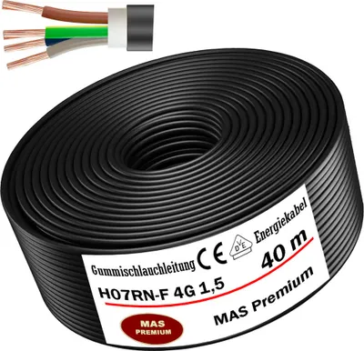 Obrázek produktu pro 40m gumová hadice kabel staveniště kabel H07RN-F 4G1.5 Flexibilní pro spotřebiče