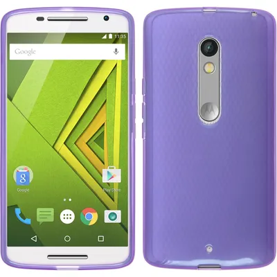 Produktbild von PhoneNatic Case kompatibel mit Motorola Moto X Play - lila Silikon Hülle transparent + 2 Schutzfolien
