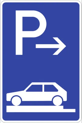 Produktbild von Verkehrsschild VZ315-81, Parken ganz auf Gehwegen quer links (Anfang), Alu, R...
