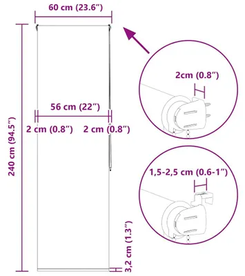 Produktbild von vidaXL Duschrollo 60x240 cm Stoffbreite 56 cm