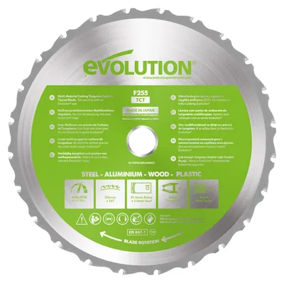 Produktbild von Evolution 255mm Mehrzweckschneidklinge mit 24 Zähnen, TCT-Gehrungssägeblatt