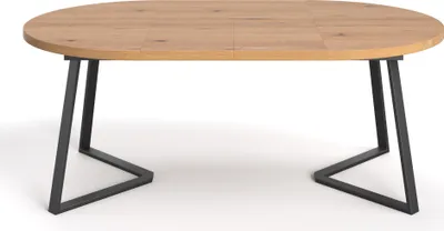 Produktbild von Runder Ausziehbarer Axis-Tisch aus Massivholz, 110 cm + Tischverlängerungen 2x45 cm