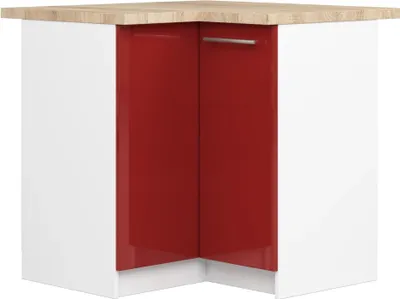 Immagine prodotto di Armadio Angolare OLIWIA S90/90 in Bianco e Rosso Lucido per Cucina con Ante Pieghevoli e 2 Ripiani