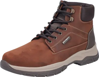 A single brown boot is shown against a white background.