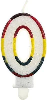 Immagine prodotto di Candela di compleanno numero "0" - ARCOBALENO CON BORDO