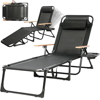 Produktbild von Verstellbare Liege - Klappbar - Tragbar - Kopfkissen - Becherhalter - Bis 150 kg