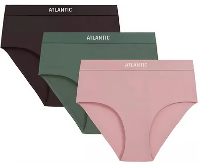Immagine prodotto di Slip Damen, confezione da 3, modello Maxi, cotone Atlantic, comfort, colori: rosa, marrone, verde