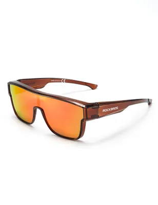 Produktbild von ROCKBROS Überzieh Sonnenbrille Polarisierte UV400 Fahrradbrille über Brillenträger Blendschutz für Outdoor Radsport Laufen Herren Damen Rot/Grau
