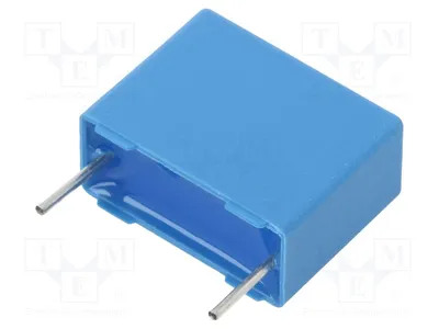 Zdjęcie produktu dla 2 kondensatory: 33 nF, tolerancja 20%, wymiary 18x14x8 mm, długość przewodów 15 mm, napięcie 300 VAC, typ B32022A3333M000, kondensatory X2/Y2