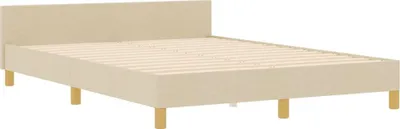 Image de vidaXL Cadre de lit avec tête de lit Crème 140 x 190 cm Tissu