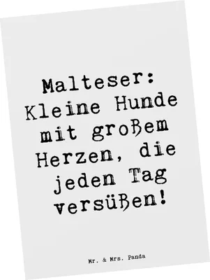 Produktbild von Mr. & Mrs. Panda Grußkarte Spruch Malteser Herz - Weiß - Geschenk, Postkarte, Postkarten, Hunderasse, Beschreibung, spruchkarte, süße Hunde, Kleine Hunderassen, Vielfalt