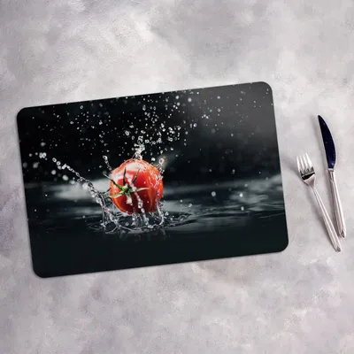 Produktbild von Tischset 4x45x30 cm + 10fi cm Platzset Tischmatte Platzmatte Untersetzer - Tomaten spritzer Wasser