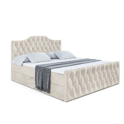Produktbild von ALTDECOR Boxspringbett mit Fußteil, H3 Matratze und Topper - 180x200 cm - VILA-1-Z - Taupe Samt - Polsterbett mit Bettkasten und Lattenrost, Bett mit Stauraum