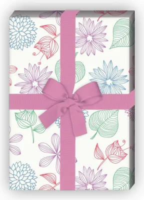 Produktbild von zartes Geschenkpapier mit Sommer Blumen, lila - G8194, 32 x 48cm