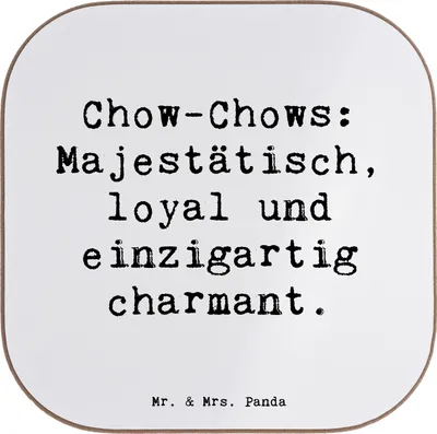 Produktbild von Mr. & Mrs. Panda Untersetzer für Gläser Spruch Chow-Chow Charme - Weiß - Geschenk, Hundeliebhaber, Coaster, Tasse, liebeswerte Hunde, Hund, Hunderasse, Tischschoner